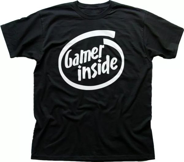 

gamer inside black printed t-shirt fn9846, White;black