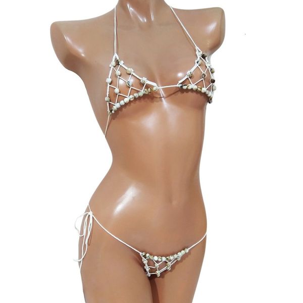 

style fun underwear, bandage bra, hollow beaded bottomwear suit, Red;black