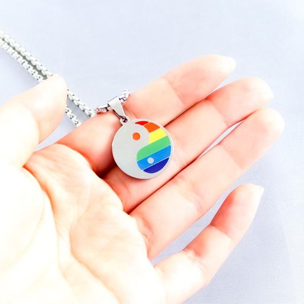 

pendant necklaces wholesale 316l stainless steel for men and women necklace fashion tai chi round punk hip hop, Silver