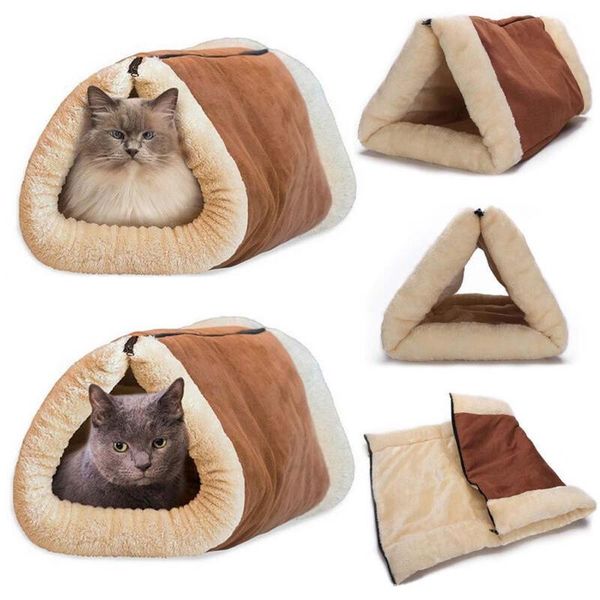 

cat beds & furniture winter warm two-in-one cave pet bed mat with self-heating thermal core no electric blanket products waterproof washable