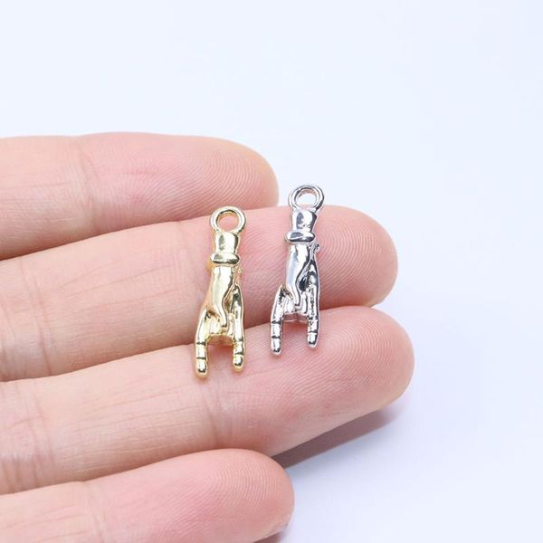 

charms eruifa 20pcs 20*5mm beautiful 3d hand zinc alloy jewelry diy pendant women girl necklace, earring bracelet 2 colors, Bronze;silver