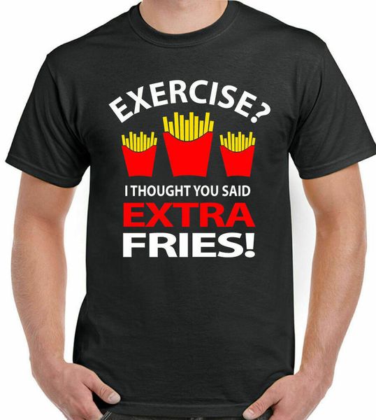 

more exercise fries tshirt men funny overweight humor large, White;black