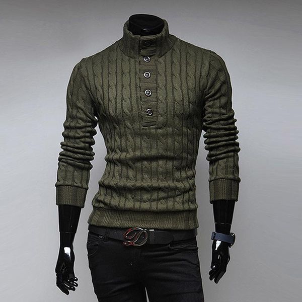 

men's sweaters 2051 men's solid color sweater slim high collar fashion european and american style, White;black