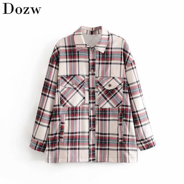 

women fashion corduroy plaid blouse baggy long sleeve casual ladies plus size turn down collar lady shirt office blusas 210414, White