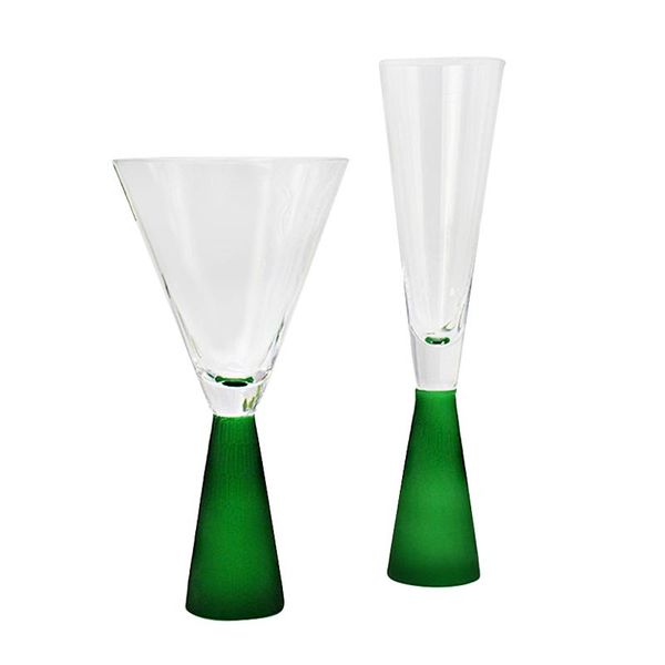 

creative green ting, frosting red wine cup, champagne goblet, soft decoration, model room, furniture and home decorat glasses