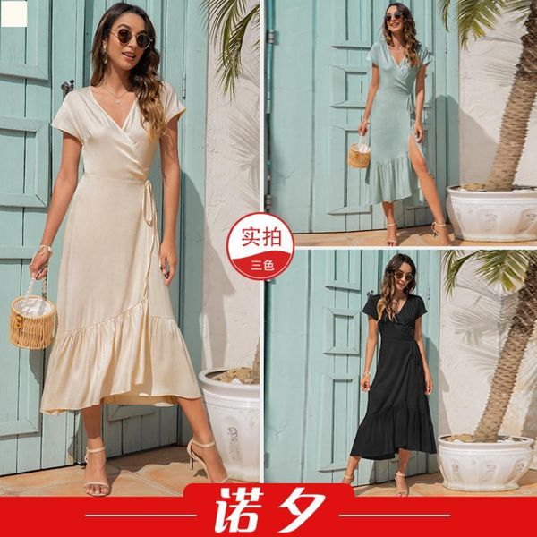 

made in china women designers dress simplicity vintage 2021 outfits casual clothes plus size dresses black blouses luxurys woman clothing ko, Black;gray
