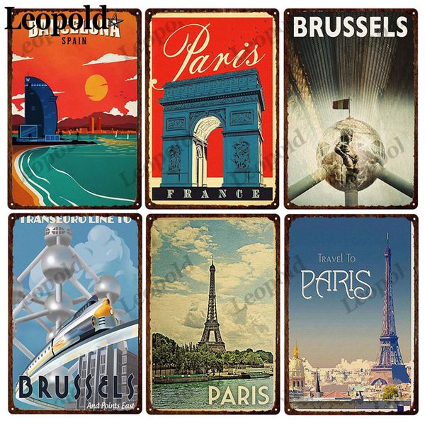 

metal poster city building vintage tin plate travel city plaque bar club bedroom home decoration accessories gift 20x30cmv