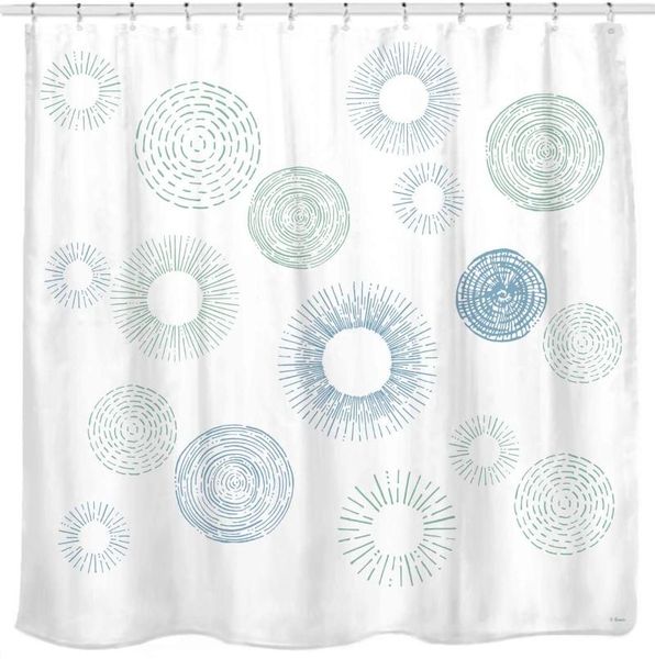 

shower curtains waterproof fabric curtain geometric pattern bathroom item circle line &12 hook