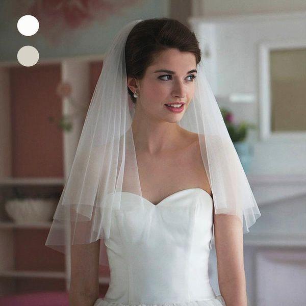 

bridal veils 2021 white / ivory tulle one layer bride fingertip length headwears wedding veil with comb ts18, Black