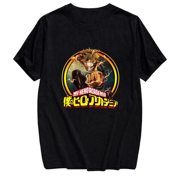 

men's t-shirts cloocl anime my hero academia midoriya izuku cotton t-shirt fashion summer short sleeve harajuku style shirt casual hip, White;black