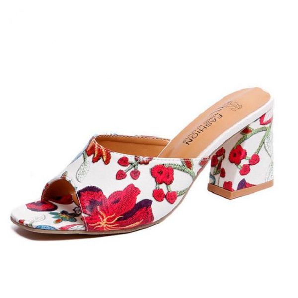 

slippers 2021 lady embroidered high heels summer platform open toe slipper women shoes arrival wedges heel 35-40, Black