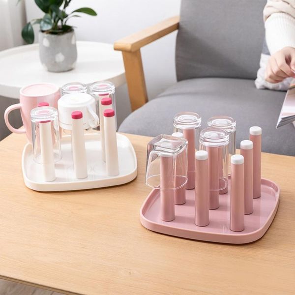 

plastic folding cup holder multifunctional drain rack tray 9 cups mug glass stand drying shelf home kitchen hanging hooks & rails