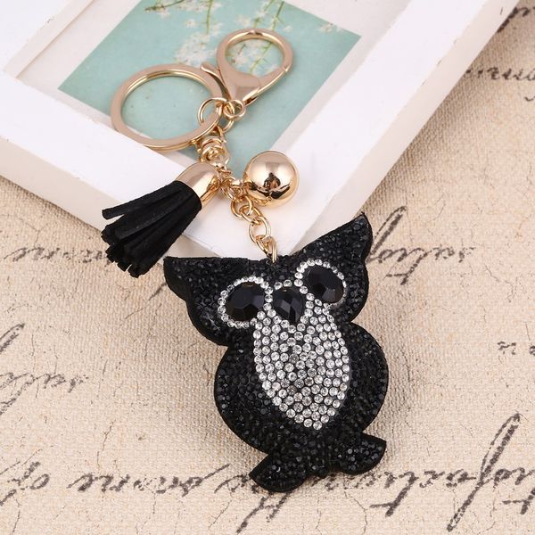 

10pc Gold Keychain Rhinestone Owl Womens Bags Key Ring Handmade Accrssories Keychains Pendants Charming Suspension Decoration
