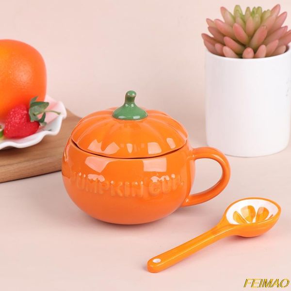 

mugs creative ceramic with lid handmade coffee cups pumpkin shaped tea cup