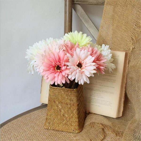 

1pc gerbera artificial flower bouquets wedding home decoration simulation bride holdding fake flowers decorative & wreaths