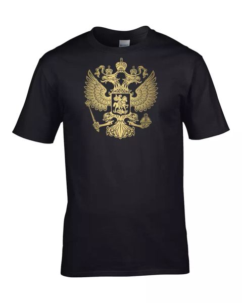 

russian federation coat of arms graphic print men's t-shirt, White;black
