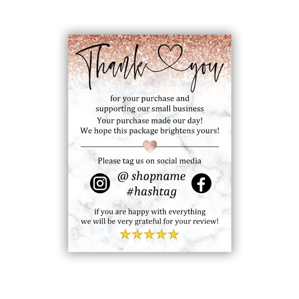 

greeting cards marble rosegold business card size insert shop packaging personalized calling