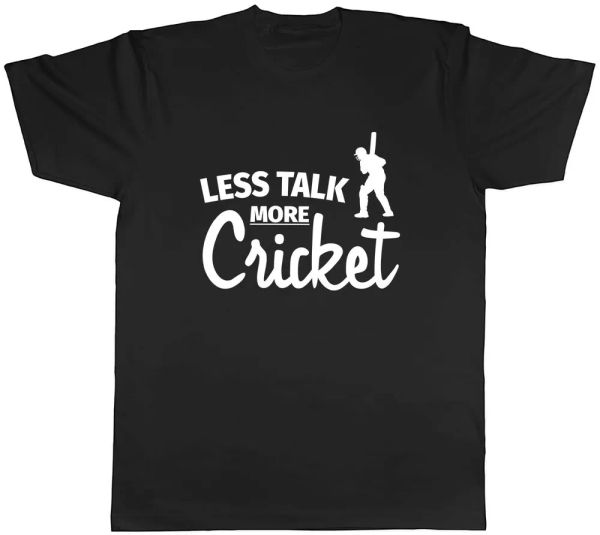 

Less Talk more Cricket Mens Unisex T-Shirt Tee, White;black