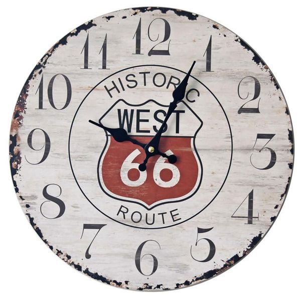 

wall clocks 35cm round vintage wooden clock home decor retro style silent living room hanging cafe office kitchen watches