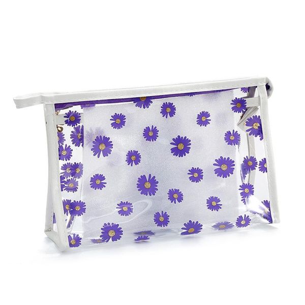 

flower makeup bag transparent waterproof portable travel wash pvc women's cosmetic clear storage zipper make up case box bags & cases
