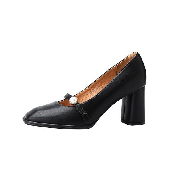 

dress shoes european women pumps mary jane lady buckle strap platform high heels fashion leather, Black