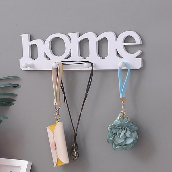 

home letter shape pendant punch clothes bag key holder storage rack shelf bathroom organizer door hanger wall decoration hooks & rails