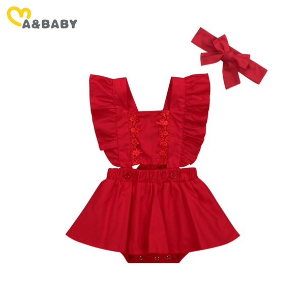 

0-24m summer infant born baby girl romper lace ruffles jumpsuit sleeveless clothes christmas costumes 210515, Blue