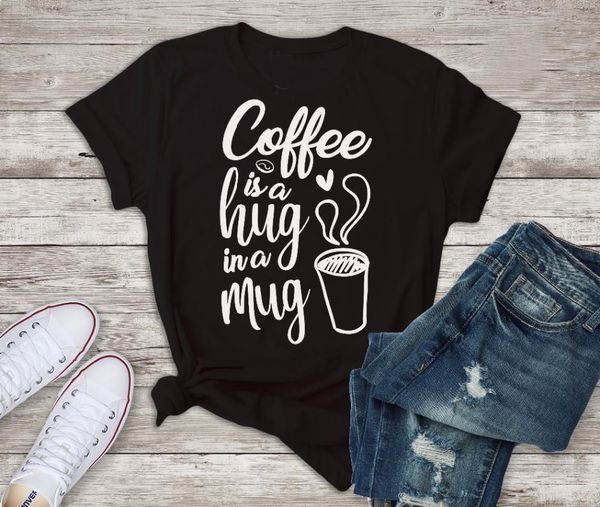 

fashion pastel aesthetic 90s young style grunge tee goth coffee hug in a mug t shirt funny graphic women women's t-shirt, White