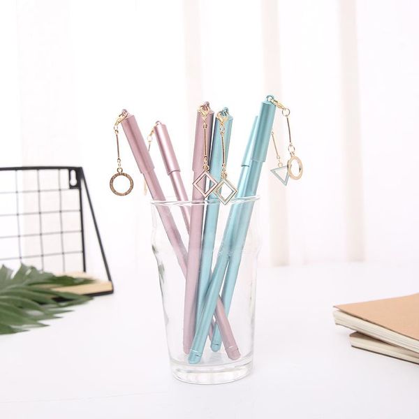 

gel pens 40pcs/lot kawaii cartoon creatively geometric pendant 0.5mm black ink pen learning stationery children's gifts