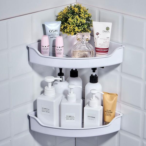 

bathroom shelves non-perforated corner shelf single-layer double-layer triangle basket fan-shaped toilet wall hanging wy112713