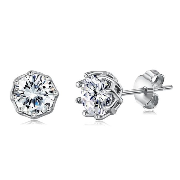 

stud zemior authentic 925 sterling silver classic clear cubic zircon small earrings for women anniversary fine jewelry, Golden;silver