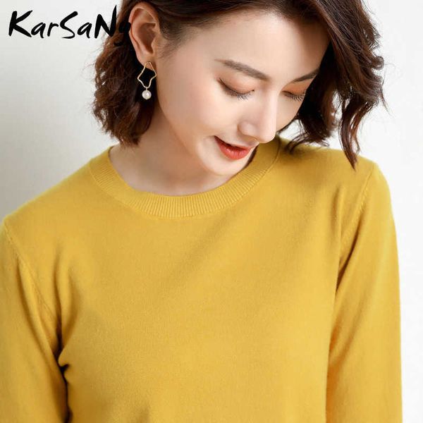 Fashion-Amarelo Cashmere Sweater para Mulheres S Feminino Pink Lãs Inverno Mulher Tricô Pullovers Sl Jumper 220104
