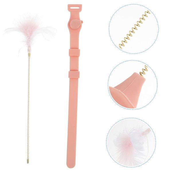 

cat toys teaser rod feather catcher wand kitten with collar for indoor cats