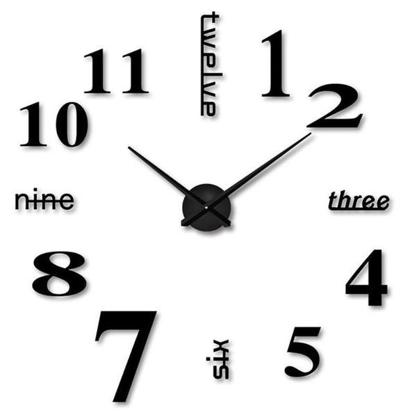 

frameless large wall clock acrylic 3d decorative sticker bedroom living room mirror silent fashion clocks