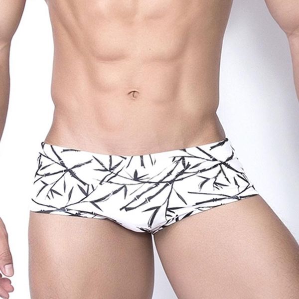 

two-piece suits uxh men's chinese style bamboo boxer shorts surfing beach swimsuit padded swimming trunks push-up enlarge swimwear