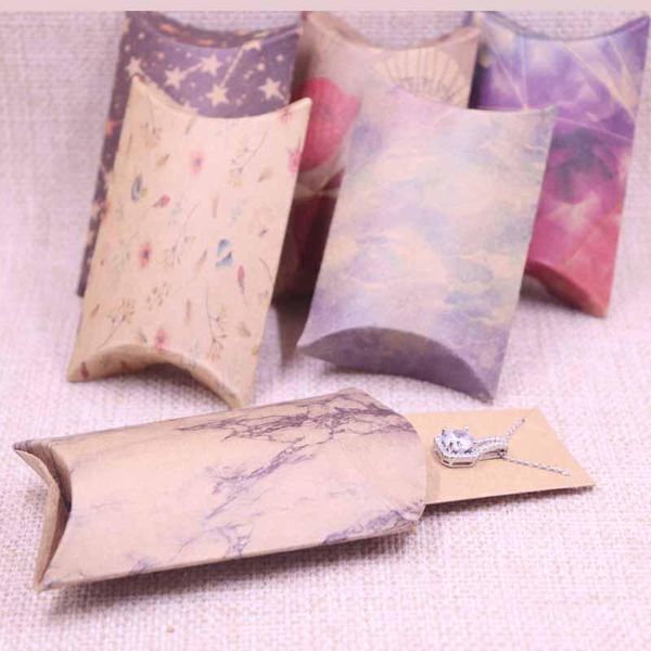 

gift wrap 8x5x2cmpillow box with 5x4cminner cards kraft printing package solid inner jewelry display paperboard selling colorful