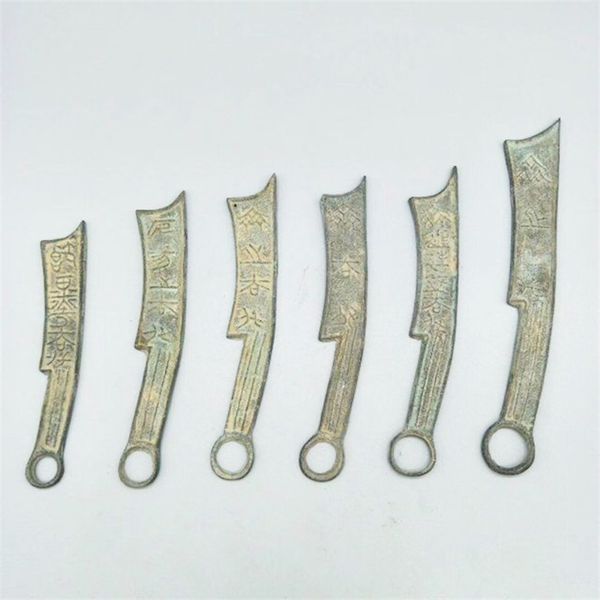 

copper coin, warring states period, 6 knives, a set of money, film television props, old and new money in the western han dynasty