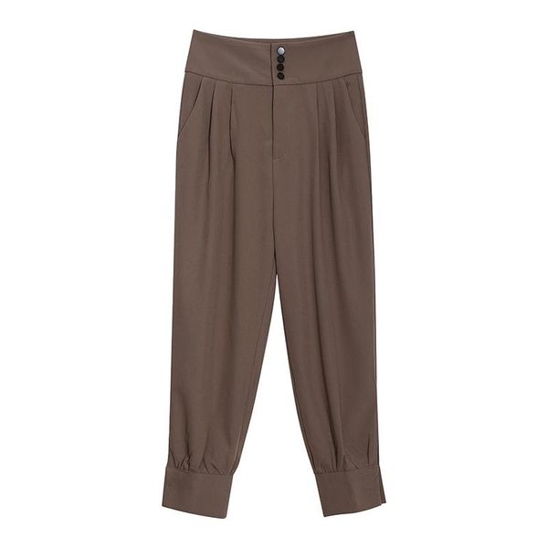 

women's pants & capris harem women 2021 autumn spring solid color button high waist casual trousers female wild, Black;white