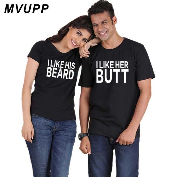 

women's t-shirt i like his beard letter printed black lovers tshirts 2021 summer casual cotton short sleeve tees brand loose couple cl, White