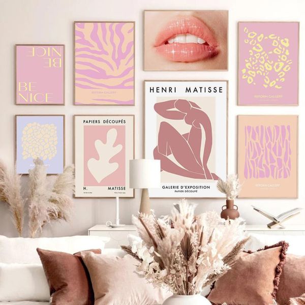 

paintings matisse abstract pink poster print colorful canvas painting lips wall art decoraion home picture for living room