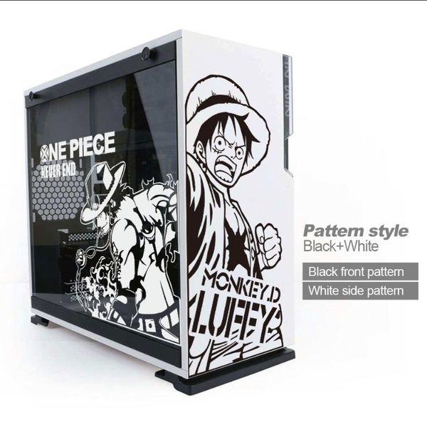 

window stickers one piece anime pc case cartoon computer host skin decorate decal atx middle tower removable waterproof hollow out