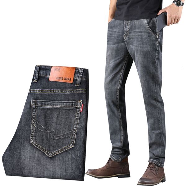 

men's jeans classic vintage black spring regular casual business jeans large, Blue