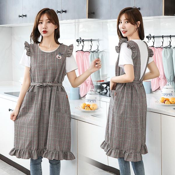 

aprons waistcoat fashion vest-style apron korean women's sleeveless overalls cute household kitchen cotton japanese style smock