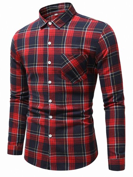 

romwe guys plaid curved hem shirt g4hd#, White;black