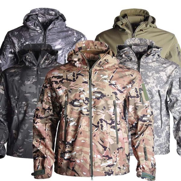 

men's military camouflage fleece jacket clothing autumn army tactical multicam male windbreakers gym, White;black