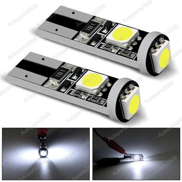 50 pçs / lote branco T10 W5W 5050 3SMD Bulbos LED gratuitos para lâmpadas de largura de carro lâmpadas de leitura Ligação de luzes 12V