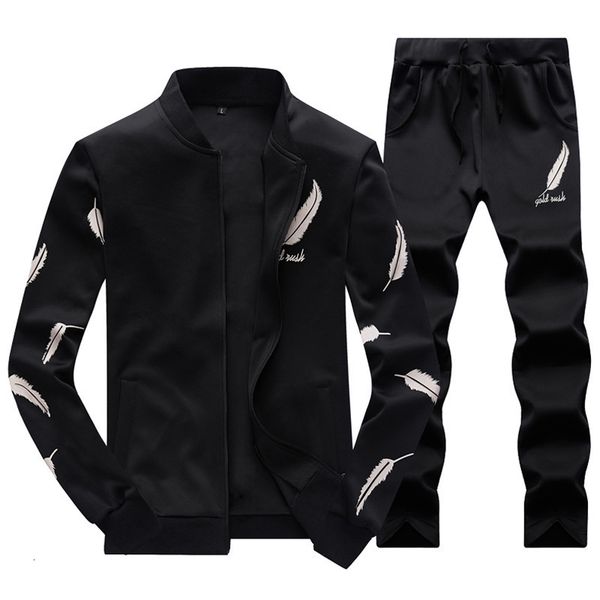 

sweater long men's tracksuits sleeve pants korean fashion youth leisure running sports suit fall, Gray