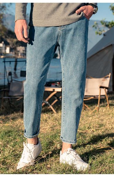 

men's jeans 2303 2021 summer casual trendy brand straight, Blue