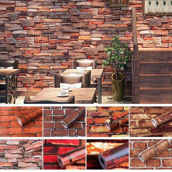 

wallpapers 45cmx10m 3d self adhesive foam brick wall stickers retro diy living kids room decoration paper