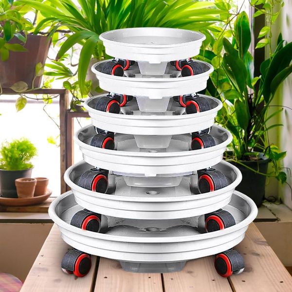 

ower plate cushion base thickened mobile tray with universal wheels home deco plants supplies flower pot bottom holder white planters & pots